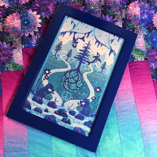 Hoh - Framed Iridescent Crackle Print