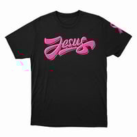 Image 2 of Fight Back Against Cancer -  Tee with Hot Pink Jesus Logo