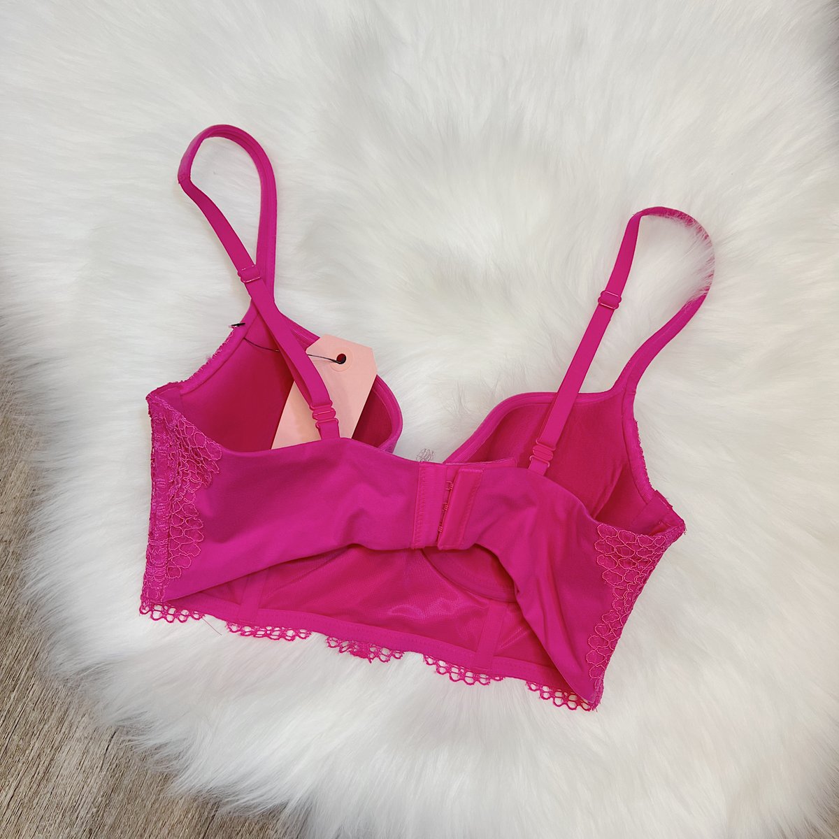 Pink hearts Victoria's Secret Pink bra. Size 34B. - Depop