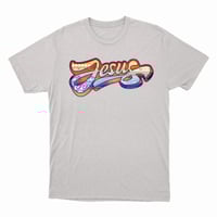 Image 2 of Heather Gray Hoodie/Tee w/ Hawaiian Inspired Jesus Logo