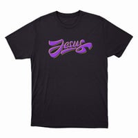 Image 3 of Black Tee with  Jesus Logo