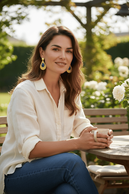 Image of Lapis Teardrop Textured Drop Earrings