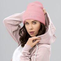 Image 9 of Cuffed Beanie (heart beat cross)