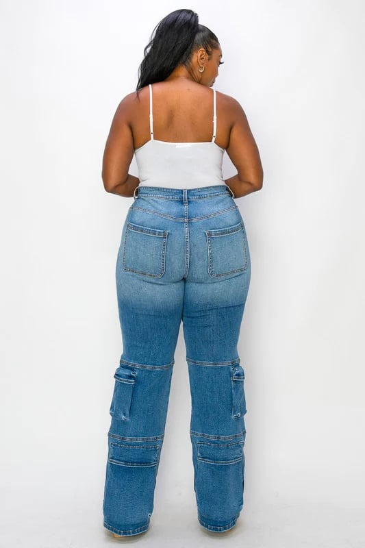 Image of 3PACK PLUS SIZE ASHY DENIM CARGO STRAIGHT LEG JEANS