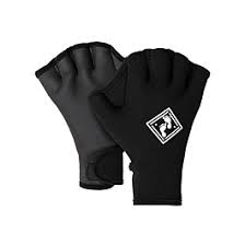 Image of Two bare feet webbed 3mm neoprene gloves 