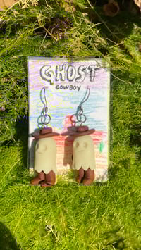 Image 1 of Ghost Cowboy Glow in the Dark Earrings 