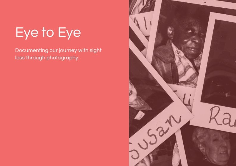Image of Eye to Eye, documenting sight loss through photography zine