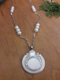 Image 2 of 7JT Art Deco Fob on Freshwater Pearls