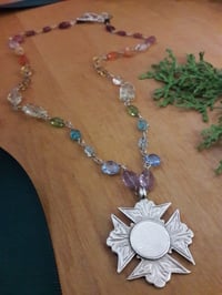 Image 5 of 7JQ Rainbow Gemstone necklace with antique fob