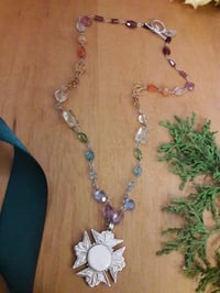 Image 4 of 7JQ Rainbow Gemstone necklace with antique fob