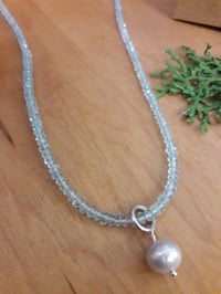 Image 3 of 5HL Swiss Blue Topaz necklace with Gray Pearl