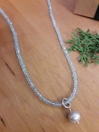 Image 5 of 5HL Swiss Blue Topaz necklace with Gray Pearl