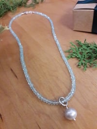 Image 4 of 5HL Swiss Blue Topaz necklace with Gray Pearl
