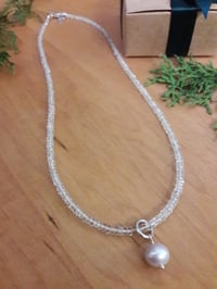 Image 2 of 5HM Prasiolite necklace with Gray Pearl Pendant