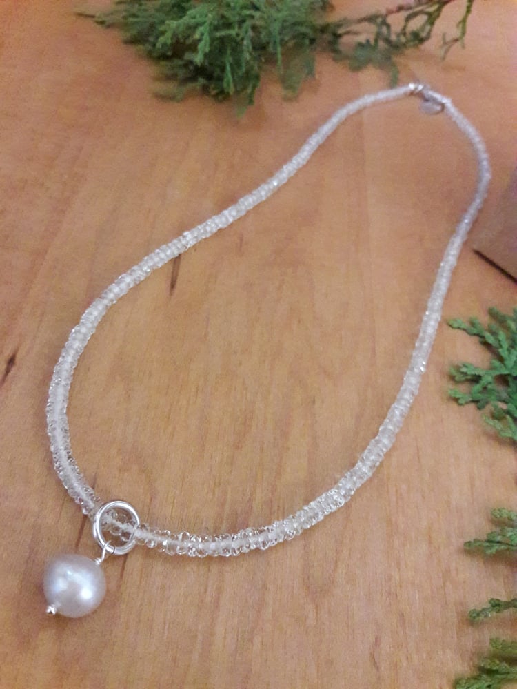 Image of 5HM Prasiolite necklace with Gray Pearl Pendant