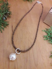 Image 3 of 5HN Copper Pyrite Necklace with 10mm Pearl Pendant