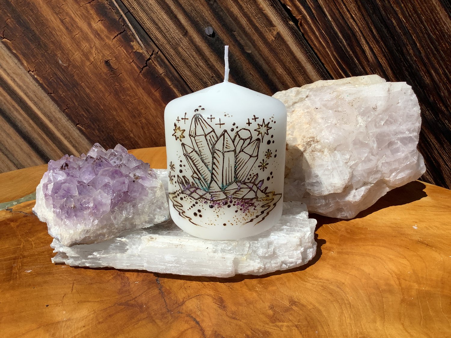 Image of 3 x 3 Crystal Henna Pillar Candle