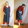 Denim Potters Apron with Split Leg, Crossback, Asymmetric Bib No4:6