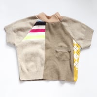 Image 3 of 100% cashmere patchwork pockets courtneycourtney adult L large short sleeve  cropped raglan sweater
