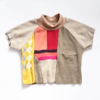 Image 2 of 100% cashmere patchwork pockets courtneycourtney adult L large short sleeve  cropped raglan sweater