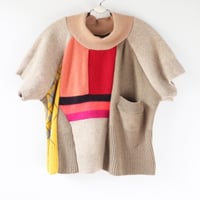 Image 4 of 100% cashmere patchwork pockets courtneycourtney adult L large short sleeve  cropped raglan sweater