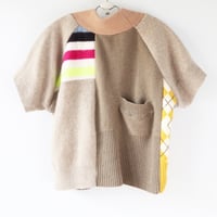 Image 5 of 100% cashmere patchwork pockets courtneycourtney adult L large short sleeve  cropped raglan sweater