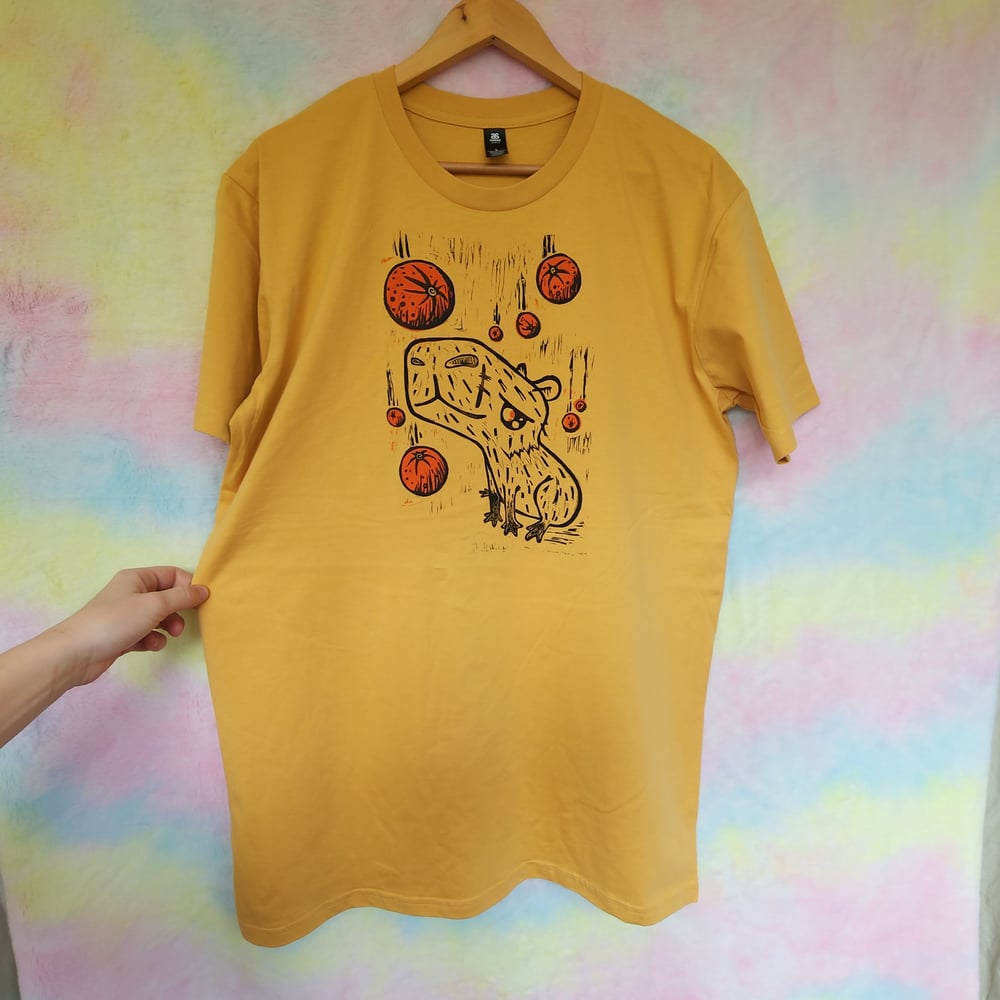 Image of PROTOTYPE- capybara shirt ( mustard L)