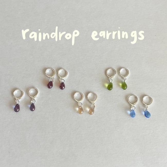 raindrop teardrop gold/silver huggie hoop earrings
