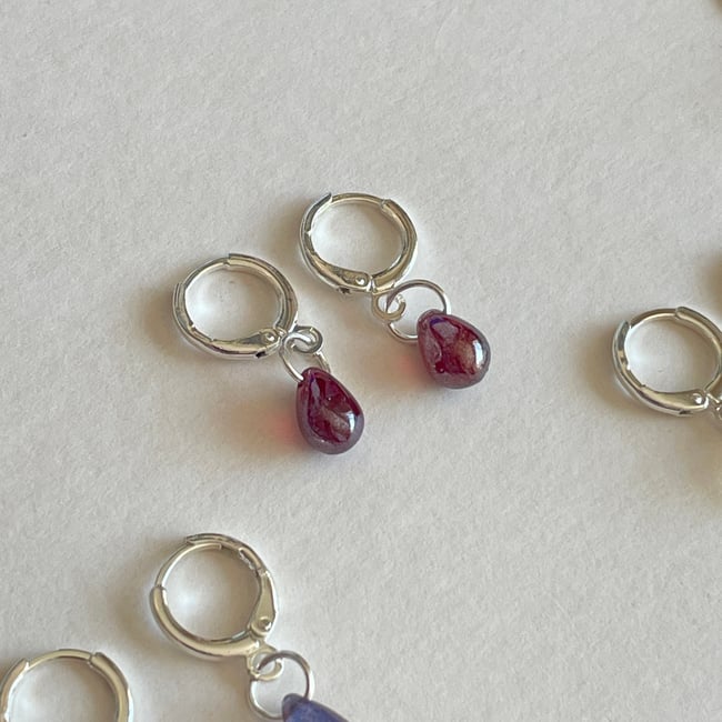 raindrop teardrop gold/silver huggie hoop earrings