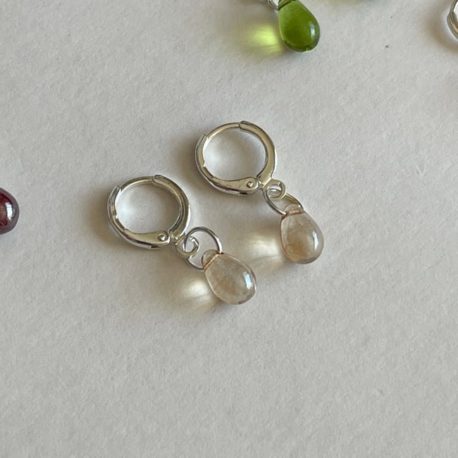 raindrop teardrop gold/silver huggie hoop earrings