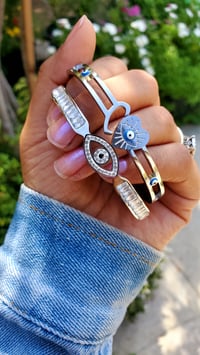 Image 1 of Stainless Steel Evil Eye Bangle 