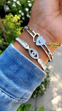 Image 2 of Stainless Steel Evil Eye Bangle 