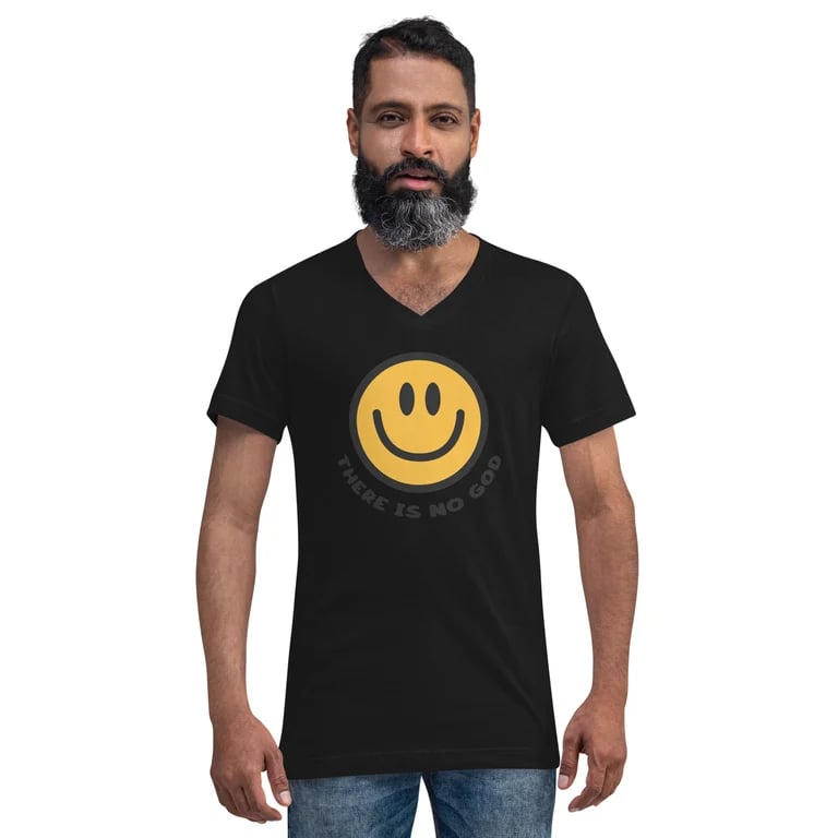 Smiley Unisex Short Sleeve V-Neck T-Shirt