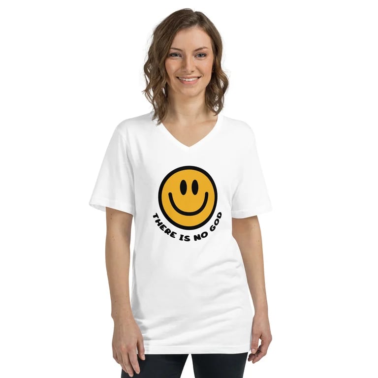 Smiley Unisex Short Sleeve V-Neck T-Shirt