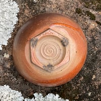 Image 4 of Blushing shino shell marked tea bowl