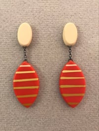 Image 1 of NEW bright orange drop leaf earrings