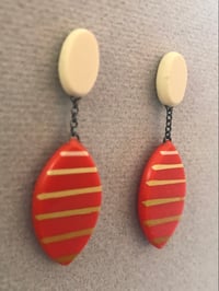 Image 2 of NEW bright orange drop leaf earrings