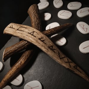 Image of Elk Antler with Runes
