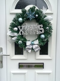 Image 2 of Silver/ice blue Xmas Wreath, Wall Decor, Door Wreath