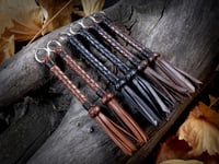 Image 1 of Split Ring - Braided Leather Lanyard with Tails