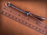 Image 3 of Split Ring - Braided Leather Lanyard with Tails