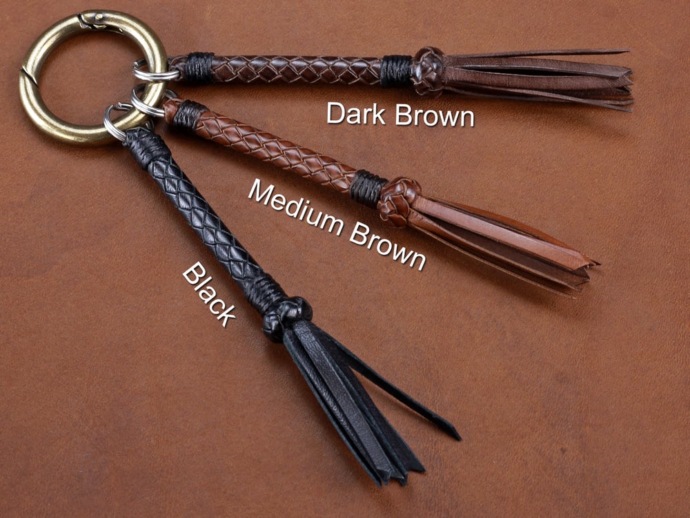 Split Ring - Braided Leather Lanyard with Tails