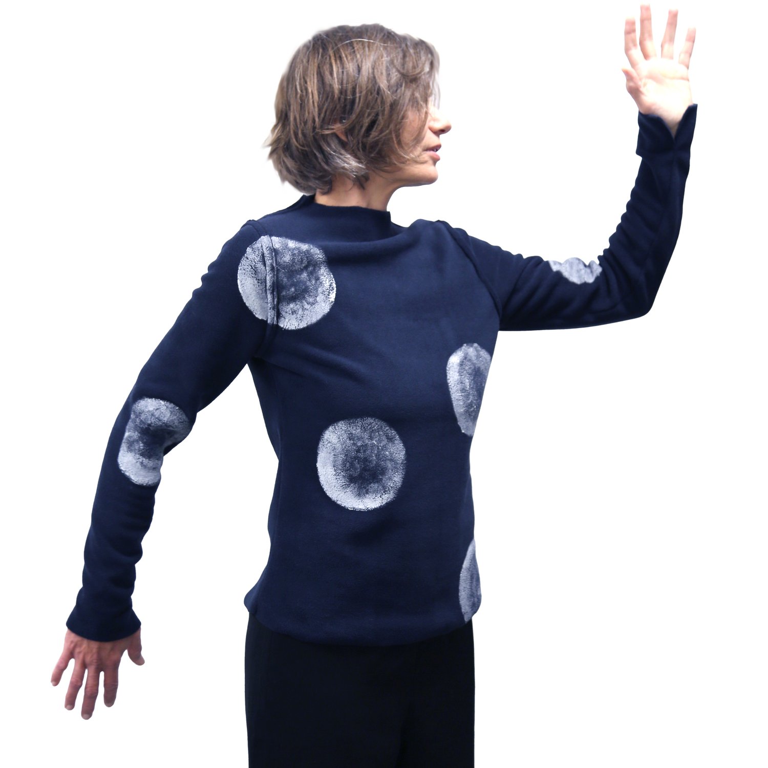 Image of HAND-PAINTED ECO-FLEECE SWEATER WITH LARGE DOTS