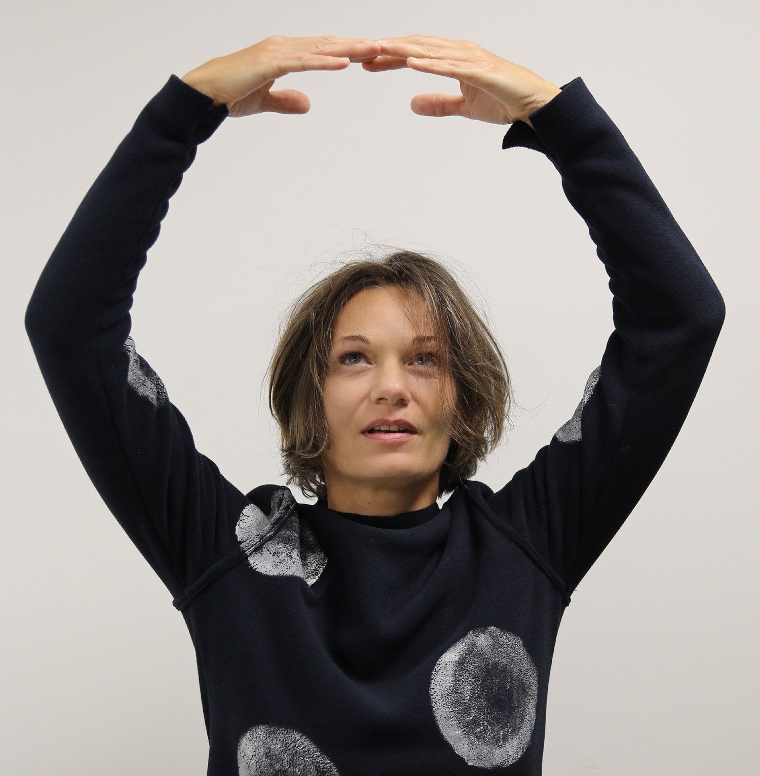 Image of HAND-PAINTED ECO-FLEECE SWEATER WITH LARGE DOTS