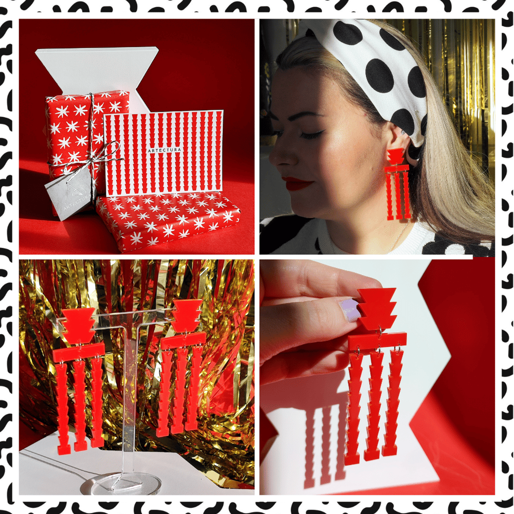 Image of Memphis Love - Aztec Column Statement Acrylic Earrings