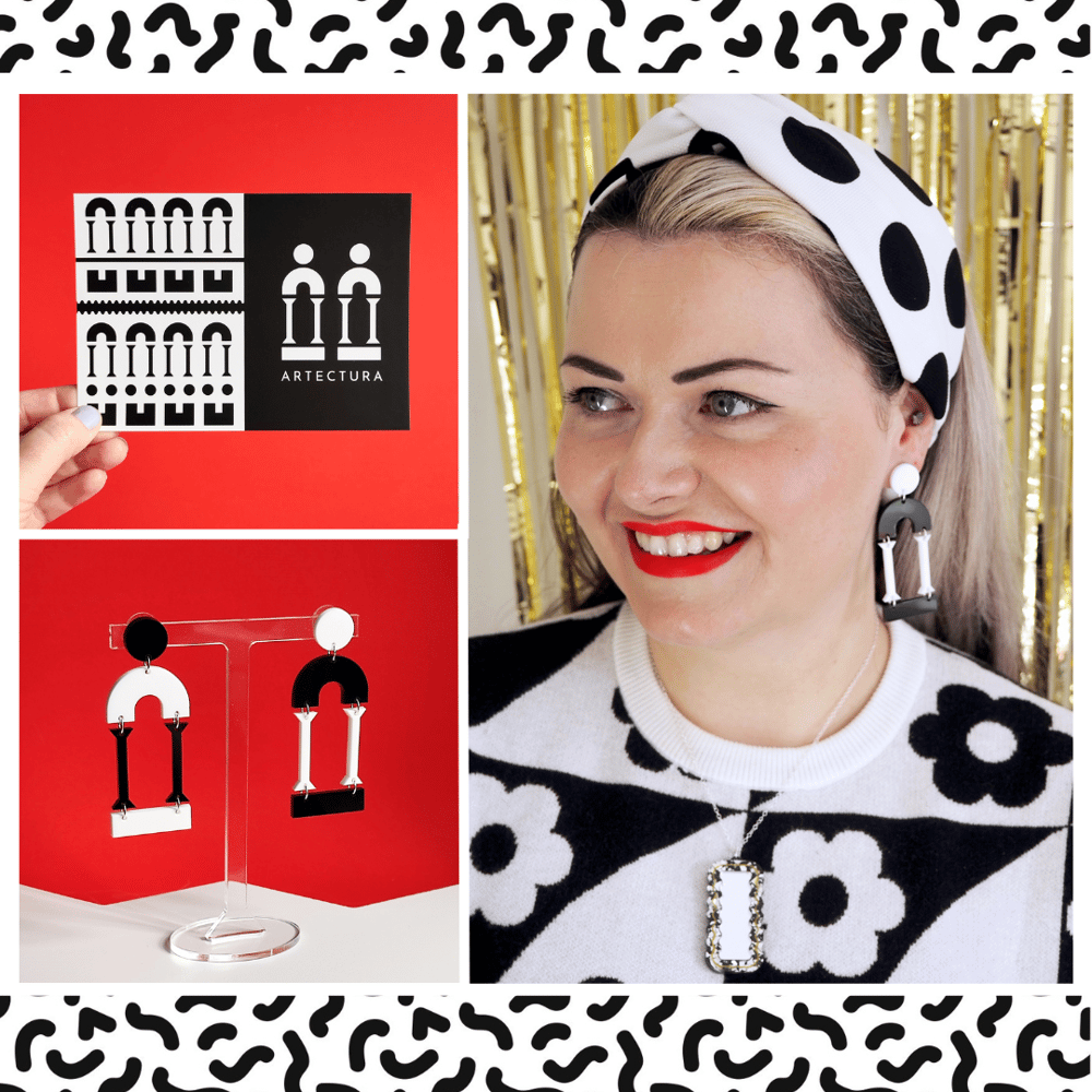 Image of Memphis Love - Architectural Arch and Column Mismatched Statement Acrylic Earrings