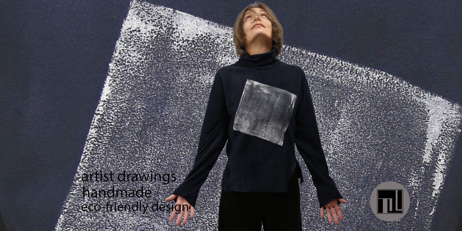 Image of HAND PAINTED ECO FLEECE SWEATER WITH SQUARE