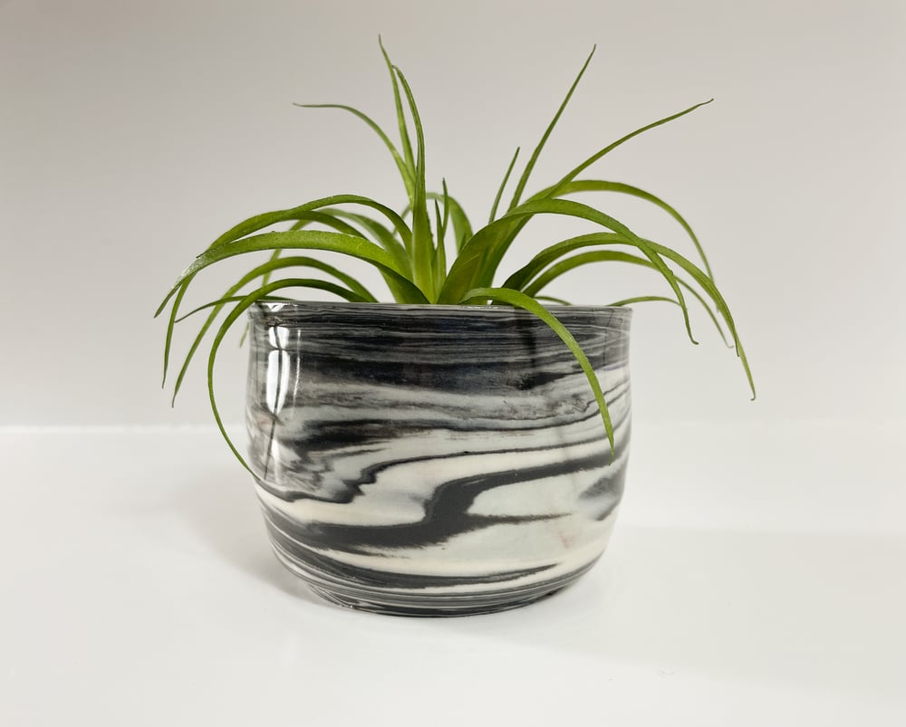 Image of Small Black and White Marble Planter