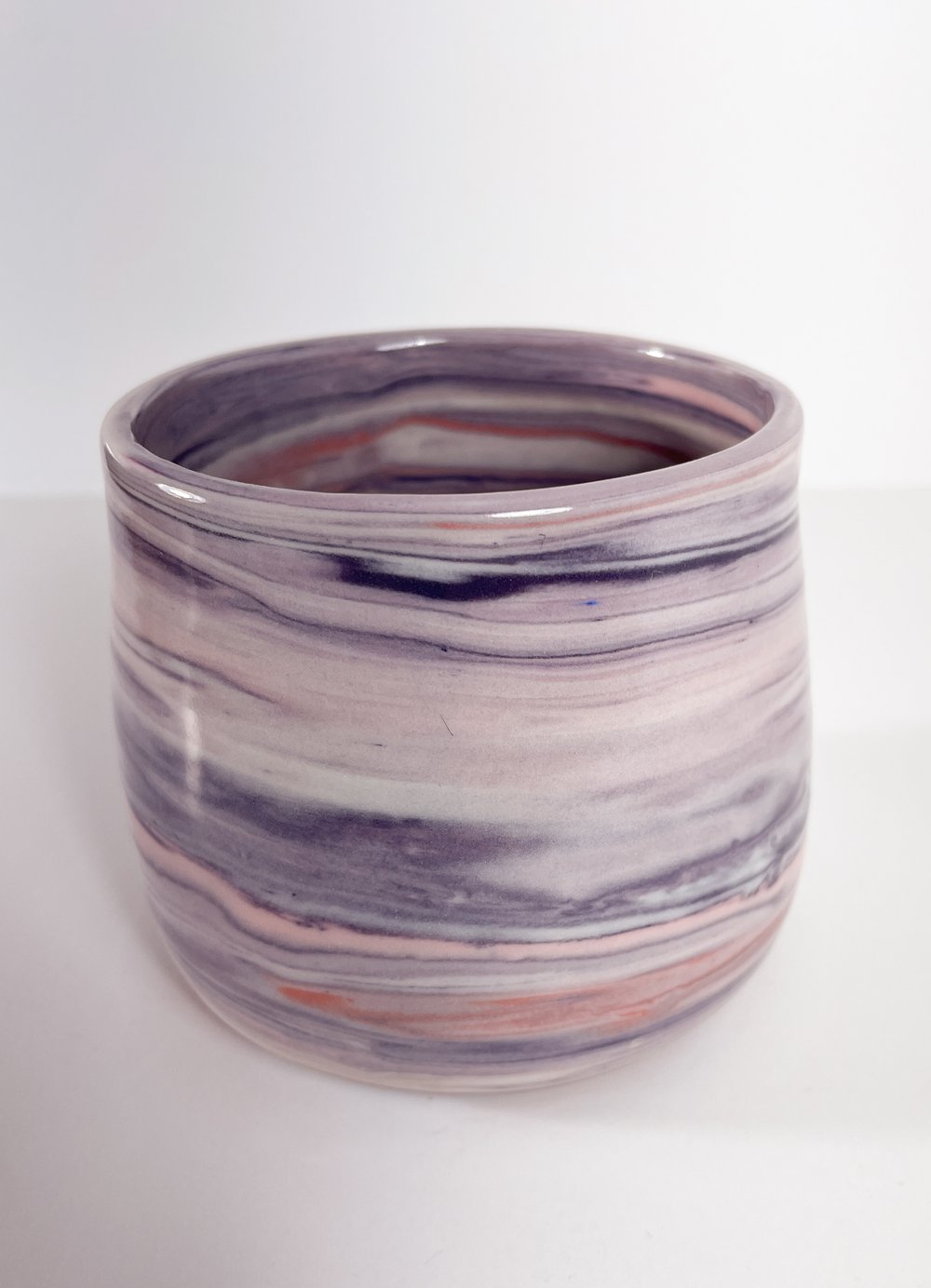 Image of Small Pink, Coral and Purple Marble Planter