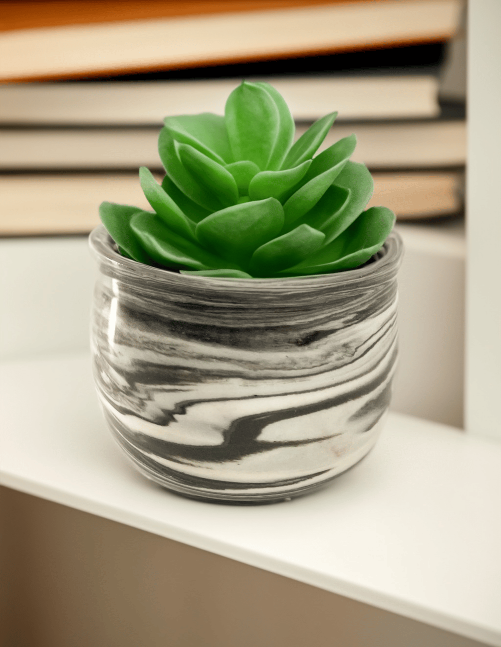 Image of Small Black and White Marble Planter